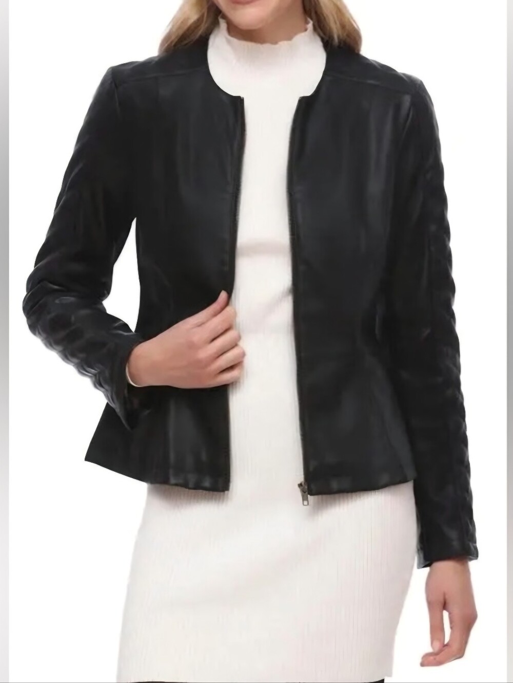 Bagatelle Vintage Y2K Collarless Tailored Leather Jacket, XL, Style#9072